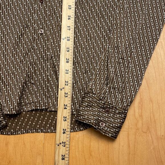 Vintage Women's Moda Disco Medium Brown Long Sleeve Collared Shirt - Picture 6 of 9